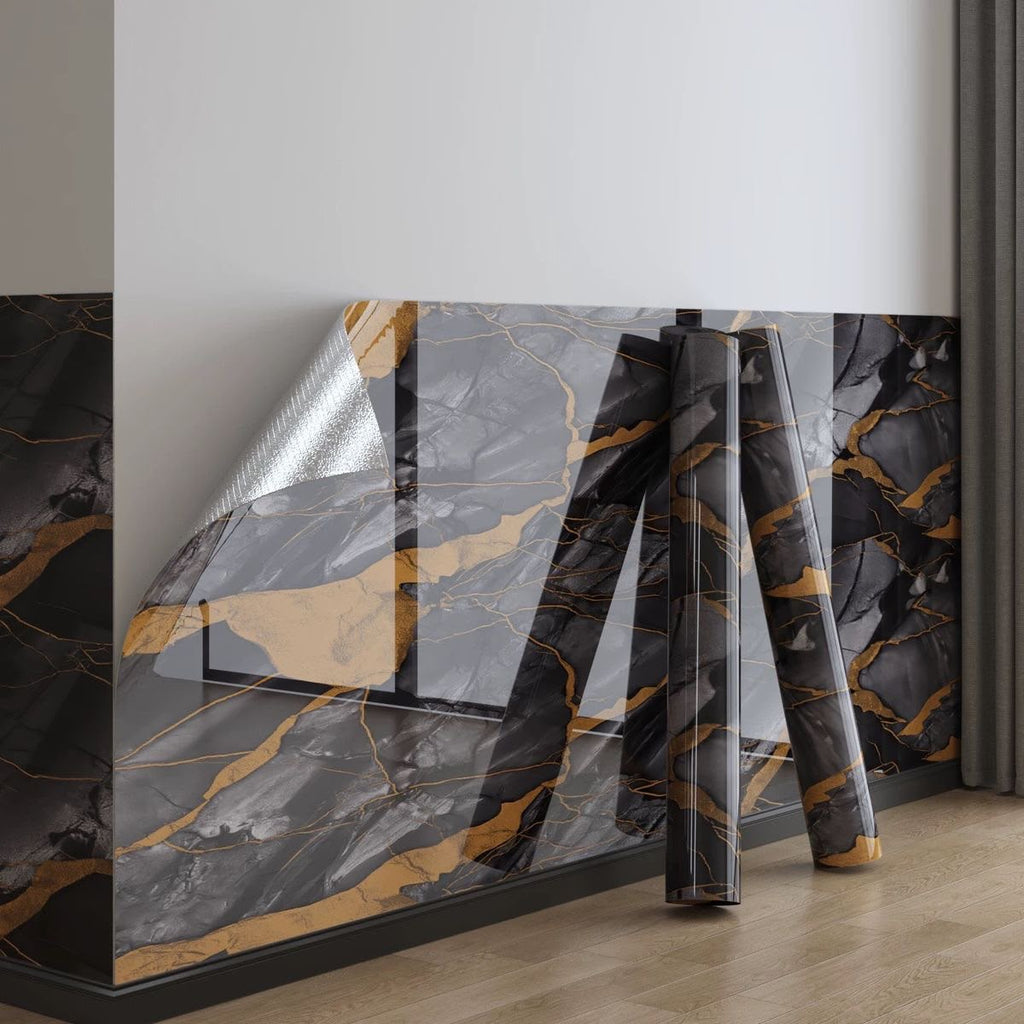 Black and gold marble effect decorative wall covering by Katove